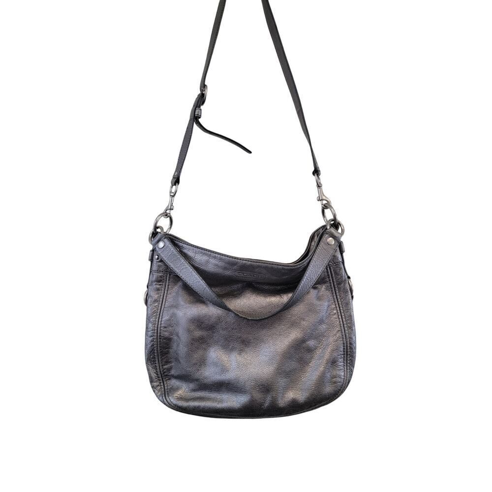 Coach Zoe Metallic Silver Leather Shoulder Bag